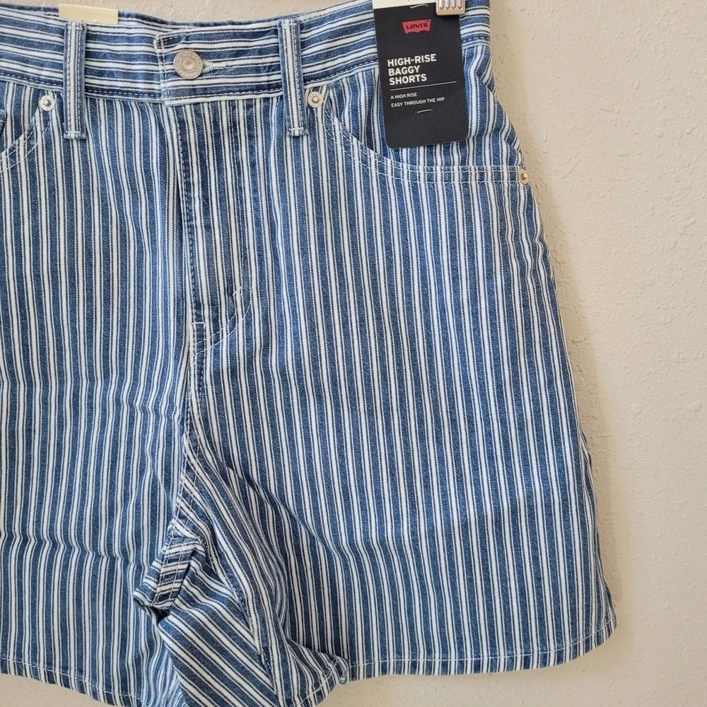 LEVI'S 27 Stripe High Rise Baggy Shorts Women